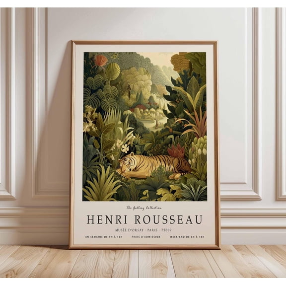 Henri Rousseau Tiger Jungle Tropical Botanical Exotic Boho Animal Art Unframed Paper Print