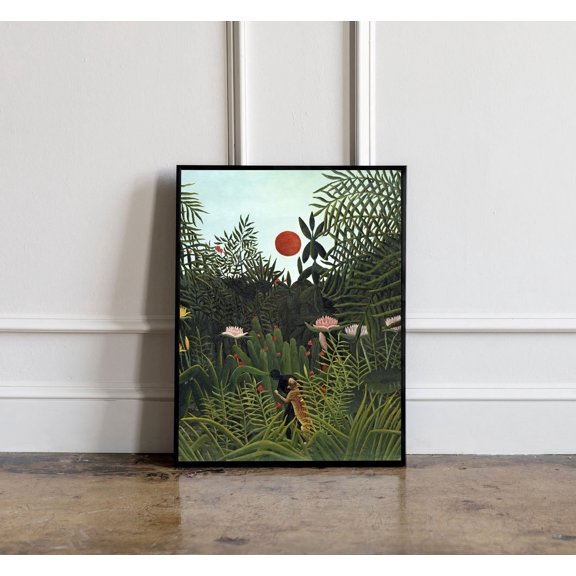 Henri Rousseau Virgin Forest With Sunset Henri Rousseau Print Henri Rousseau Poster Tropical Wall Art Tropical