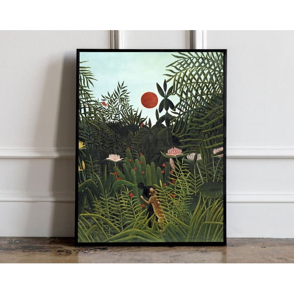 Henri Rousseau Virgin Forest with Sunset, Henri Rousseau print, Henri Rousseau poster, Tropical wall art, Tropical exhibition, 8x12 UNFRAMED