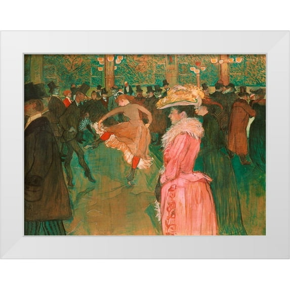 Henri, Toulouse-Lautrec 14x12 White Modern Wood Framed Museum Art Print Titled - At the Moulin Rouge: The Dance
