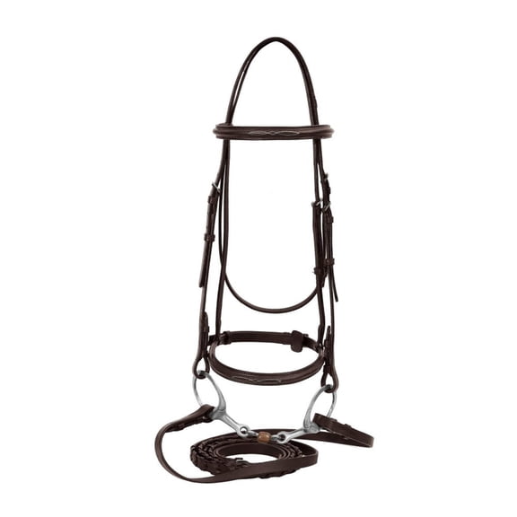 Henri de Rivel Advantage Fancy Raised Snaffle Bridle With Laced Reins Cob Havana