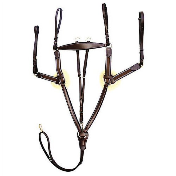 Henri de Rivel Pro 5 Point Elastic Breastplate Martingale with Running Attachment Horse Havana