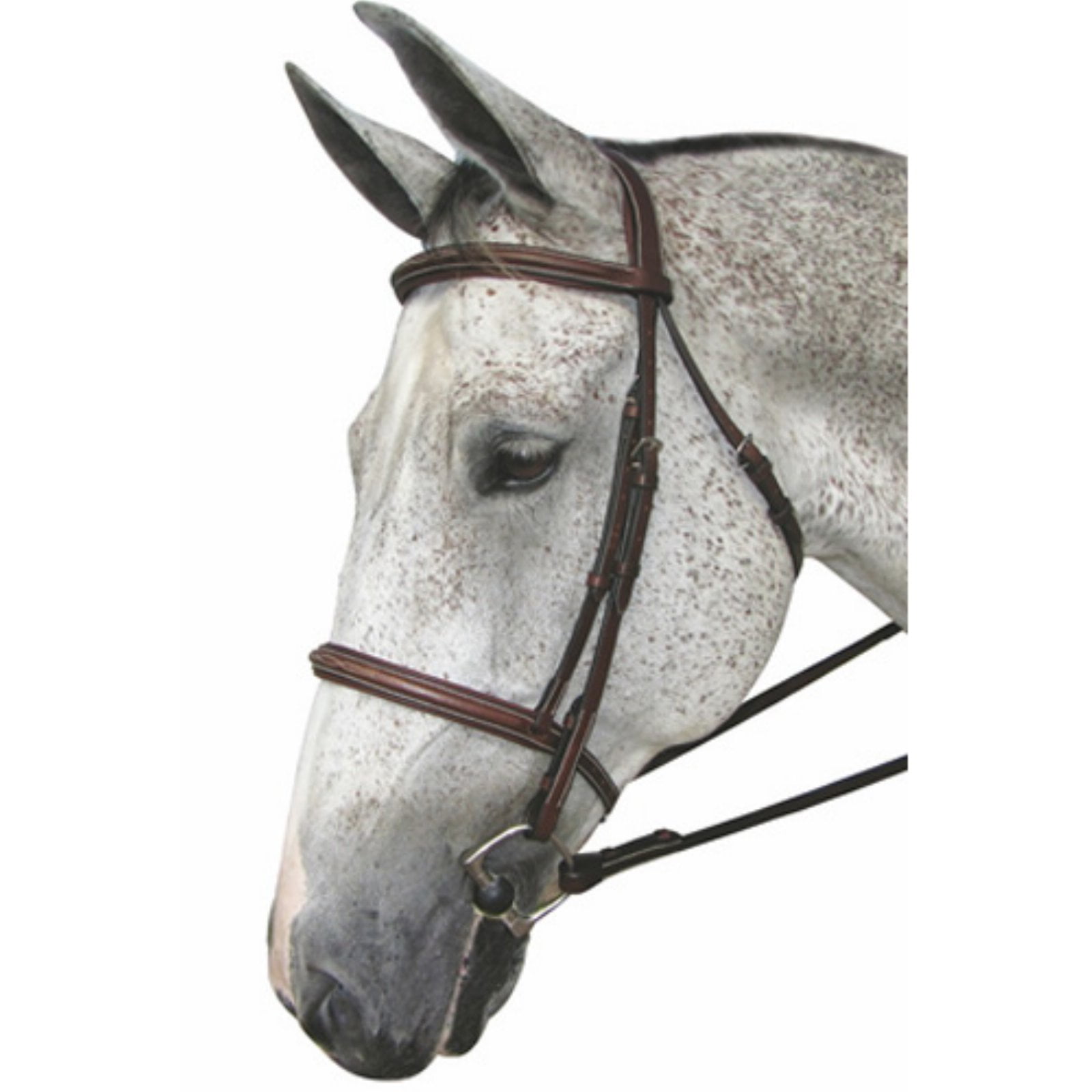Collegiate Mono Crown Fancy Stitched Bridle - Brown, Full Size, With Laced Reins