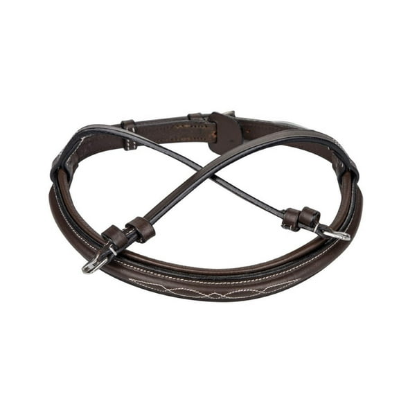 Henri de Rivel Pro Wide Padded Raised Fancy Stitched Noseband For Mono Crown Bridle - Havana - Cob