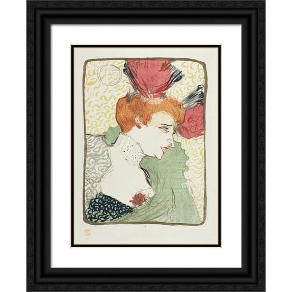 Henri de Toulouse-Lautrec 11x14 Black Ornate Wood Framed Double Matted Museum Art Print Titled: Bust of Mademoiselle Lender (1895)