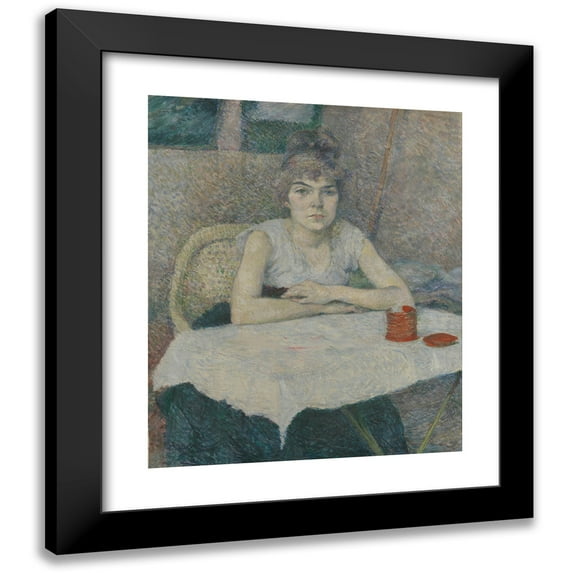 Henri de Toulouse-Lautrec 12x14 Black Modern Framed Museum Art Print Titled - Young Woman at Table, ‘Rice Powder’ ’