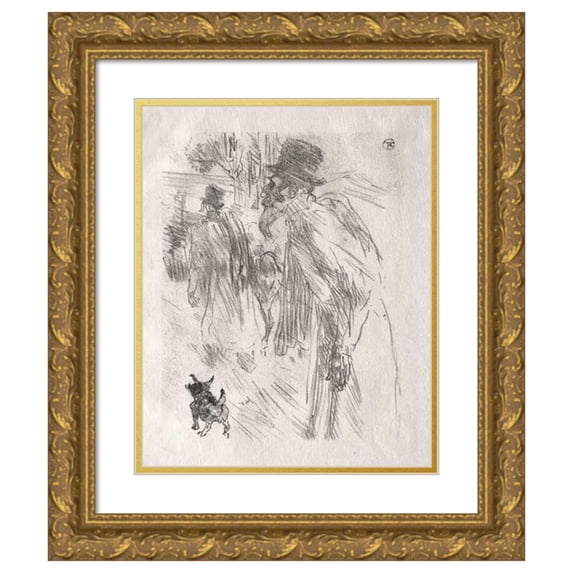 Henri de Toulouse-Lautrec 12x14 Gold Ornate Wood Frame and Double Matted Museum Art Print Titled - At the Foot of Sinai: Polish Jews, Carlsbad (1898)