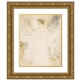 thumbnail image 1 of Henri de Toulouse-Lautrec 12x14 Gold Ornate Wood Frame and Double Matted Museum Art Print Titled - Elles: Woman with a Hand Mirror (1896), 1 of 4