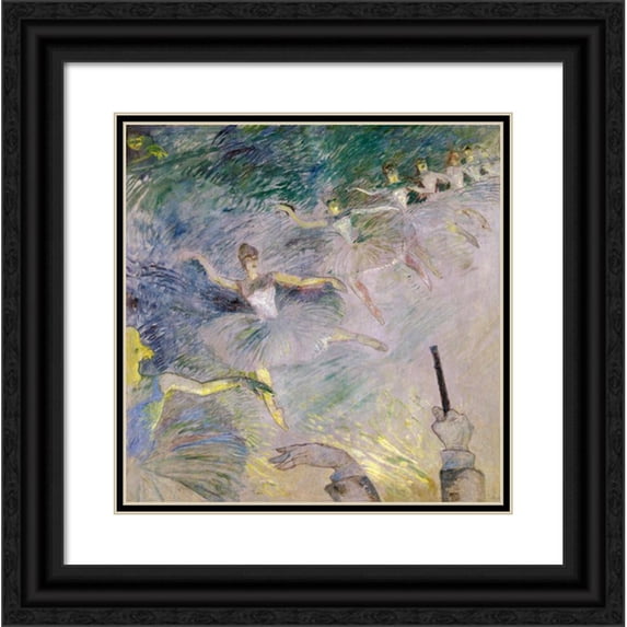 Henri de Toulouse-Lautrec 15x15 Black Ornate Wood Framed Double Matted Museum Art Print Titled - Ballet Dancers (1885)