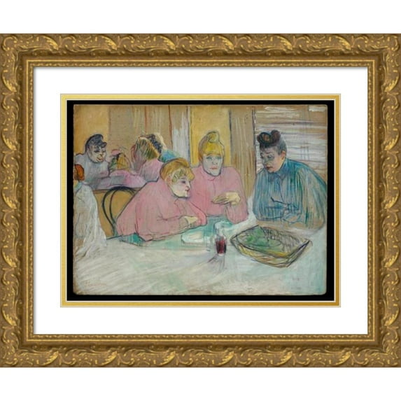 Henri de Toulouse-Lautrec 18x14 Gold Ornate Wood Frame and Double Matted Museum Art Print Titled - The Ladies in the Dining Room