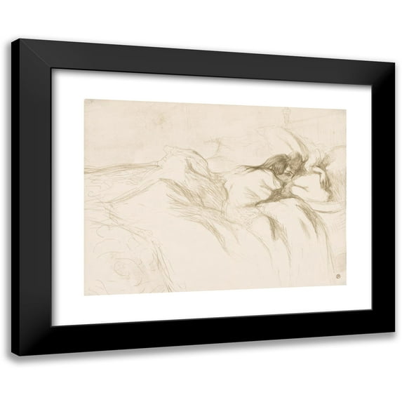 Henri de Toulouse-Lautrec 24x19 Black Modern Framed Museum Art Print Titled - Elles: Woman Sleeping (1896)