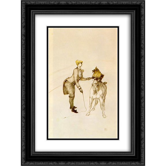 Henri de Toulouse Lautrec 2x Matted 18x24 Black Ornate Framed Art Print 'At the Circus The Animal Trainer'