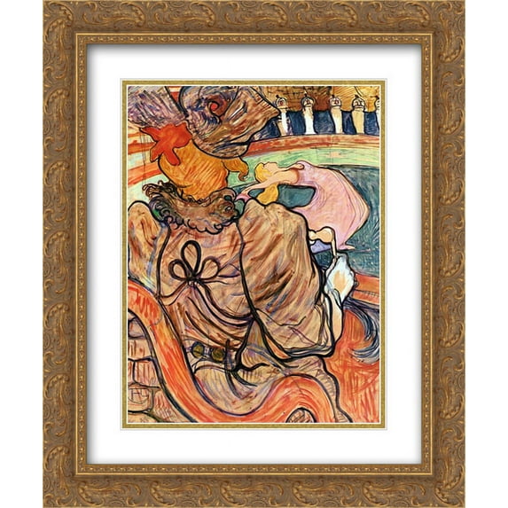 Henri de Toulouse Lautrec 2x Matted 20x24 Gold Ornate Framed Art Print 'At the Nouveau Cirque the Dancer and Five Stuffed Shirts'