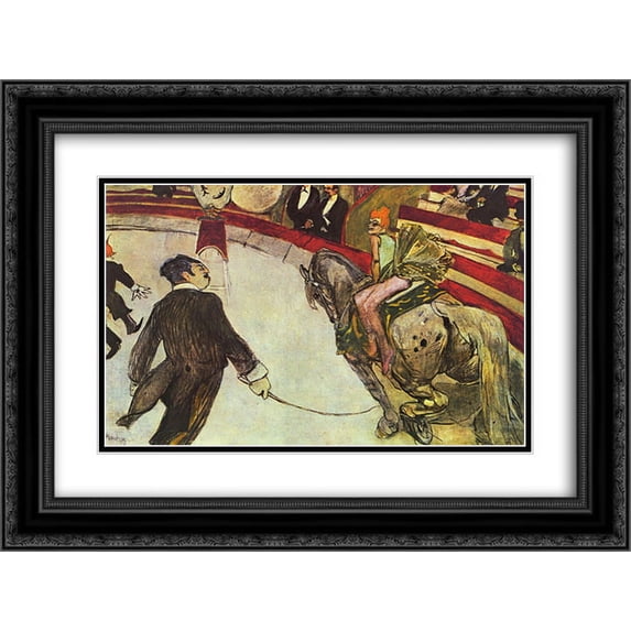 Henri de Toulouse Lautrec 2x Matted 24x18 Black Ornate Framed Art Print 'At the Circus Fernando, the rider'