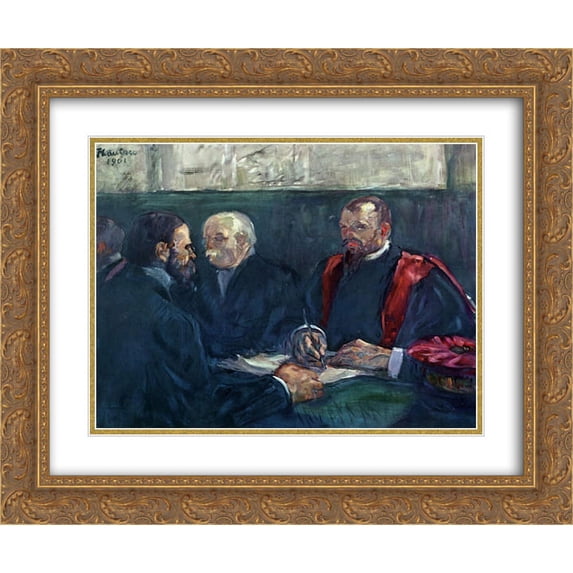 Henri de Toulouse Lautrec 2x Matted 24x20 Gold Ornate Framed Art Print 'An Examination at the Faculty of Medicine, Paris'