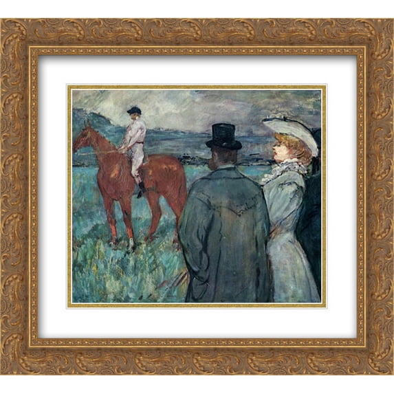 Henri de Toulouse Lautrec 2x Matted 24x20 Gold Ornate Framed Art Print 'At the Races'
