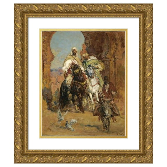 Henri Émilien Rousseau 15x18 Gold Ornate Wood Frame and Double Matted Museum Art Print Titled - The Return of Warriors (1928)