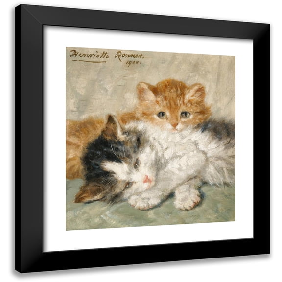 Henriëtte Ronner-Knip 12x13 Black Modern Framed Museum Art Print Titled - Sleepy Kittens (1900)