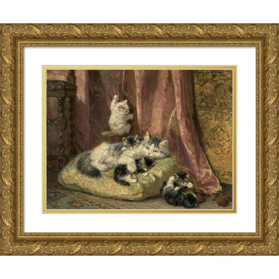 Henriëtte Ronner-Knip 24x19 Gold Ornate Framed and Double Matted Museum Art Print Titled - Kittens at Play