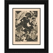 Henri van der Stok 12x14 Black Ornate Wood Framed Double Matted Museum Art Print Titled: Jager (1880 - 1946)