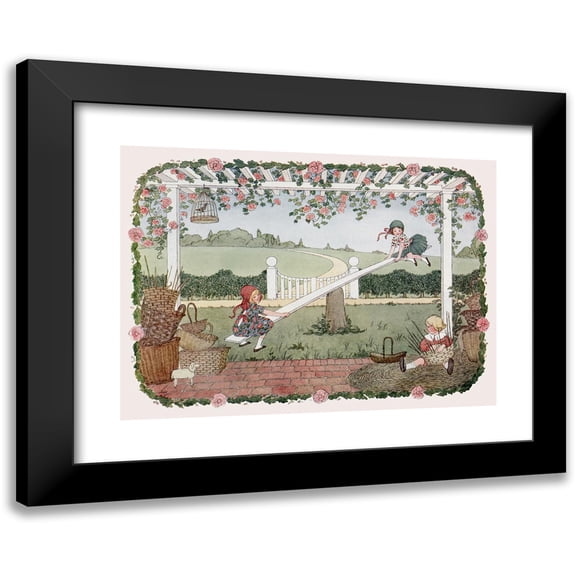 Henriëtte Willebeek le Mair 14x11 Black Modern Framed Museum Art Print Titled - Little Songs of Long Ago - More Old Nursery Rhymes Pl 22 (1912)