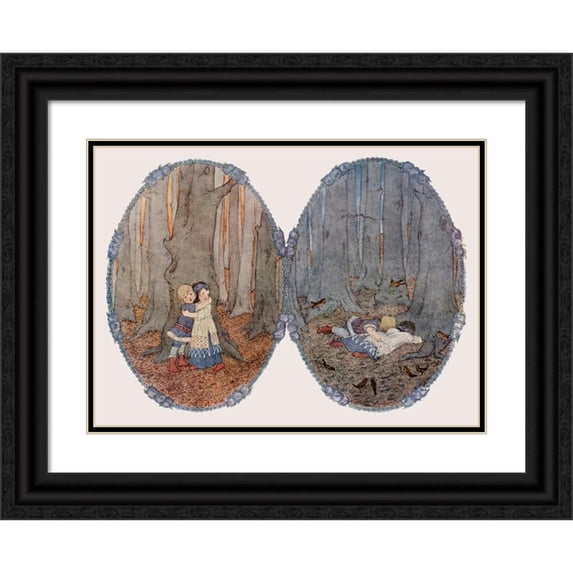 Henriëtte Willebeek le Mair 14x11 Black Ornate Wood Framed Double Matted Museum Art Print Titled: Little Songs of Long Ago - More Old Nursery Rhymes Pl 16 (1912)