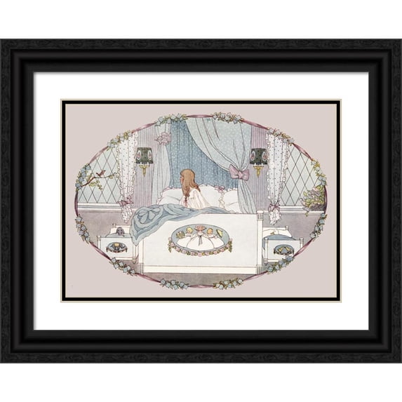 Henriëtte Willebeek le Mair 24x18 Black Ornate Framed Double Matted Museum Art Print Titled: Little Songs of Long Ago - More Old Nursery Rhymes Pl 15 (1912)