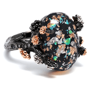 Henrietta Simulated Black Opal Ring Witchy Promise Rings for Women Gothic Elven Halloween Jewelry by Ginger Lyne