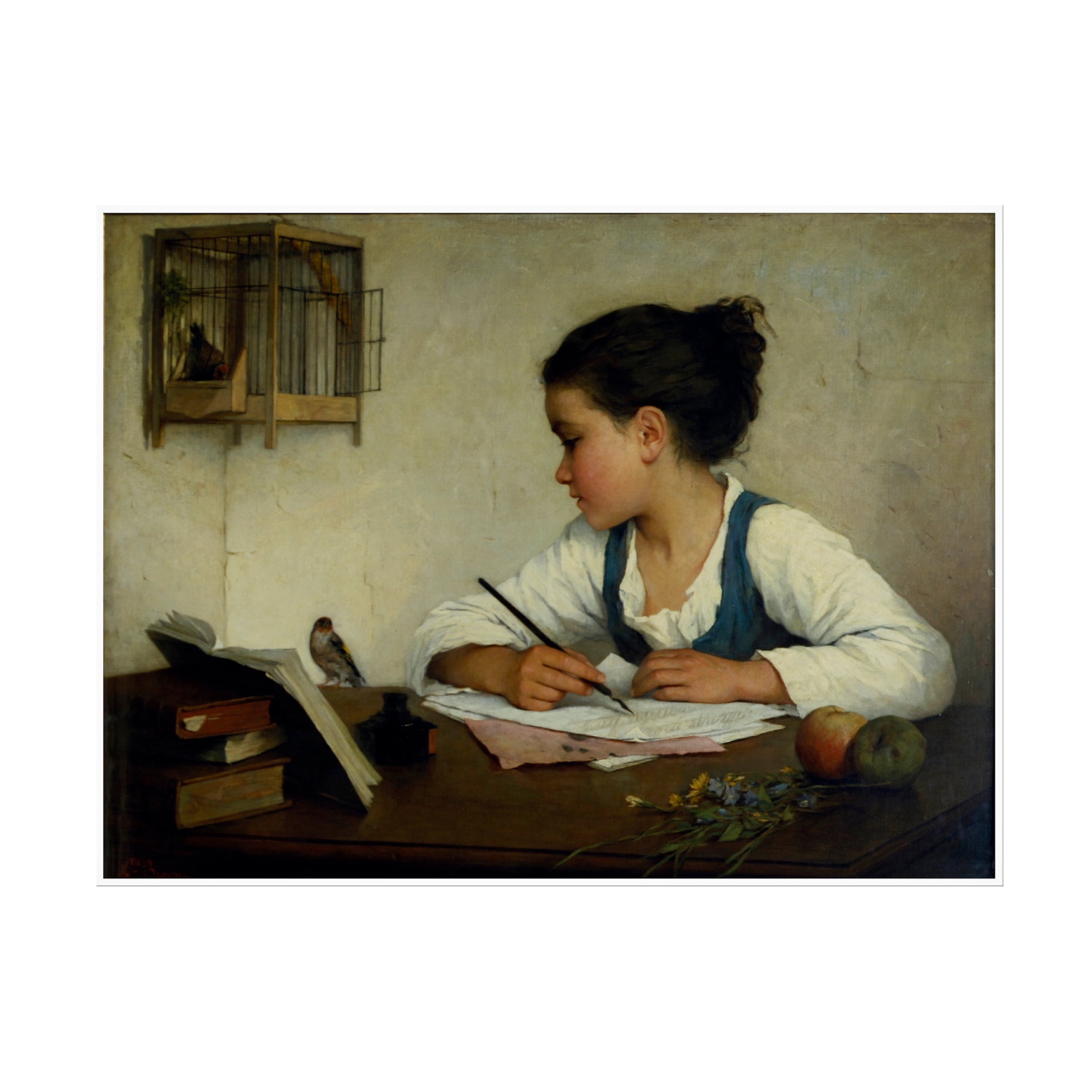 Henriette Browne 'The pet goldfinch' Canvas Art