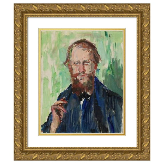 Henrik Lund 20x24 Gold Ornate Framed and Double Matted Museum Art Print Titled - Portrait of the Danish Art Dealer M. Grosell (ca. 1909)