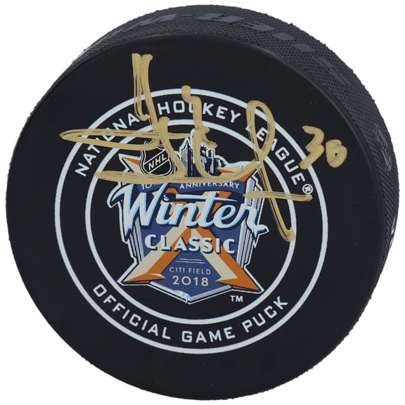 Henrik Lundqvist New York Rangers Autographed 2018 NHL Winter Classic Official Game Puck