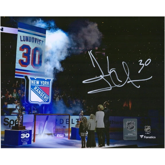 Henrik Lundqvist New York Rangers Autographed 8" x 10" Banner Raising Photograph - Fanatics Authentic Certified