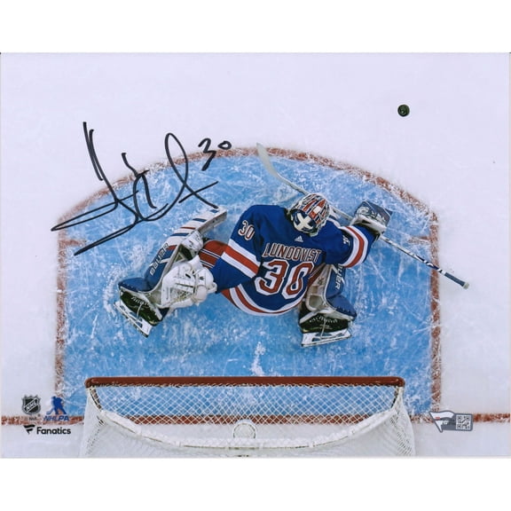 Henrik Lundqvist New York Rangers Autographed 8" x 10" Overhead Blocker Save Photograph