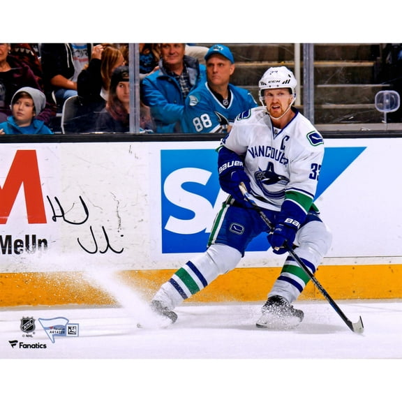 Henrik Sedin Vancouver Canucks Autographed 8" x 10" White Jersey Stopping Photograph - Fanatics Authentic Certified