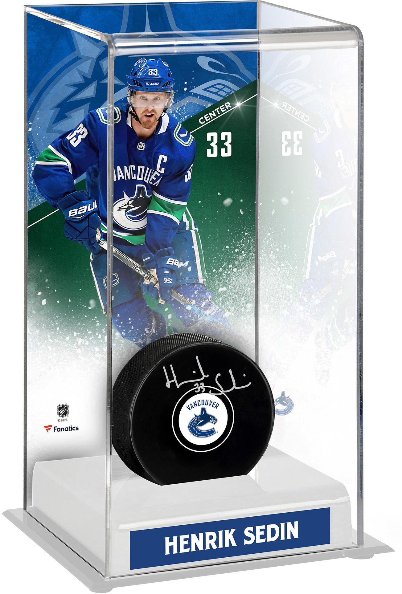 Henrik Sedin Vancouver Canucks Autographed Puck with Deluxe Tall Hockey Puck Case - Fanatics Authentic Certified