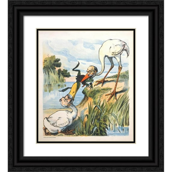 Henrique Alvim Corrêa 15x17 Black Ornate Wood Framed Double Matted Museum Art Print Titled - Martian Gets the Girl (1906)
