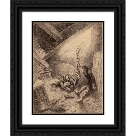 Henrique Alvim Corrêa 19x24 Black Ornate Framed Double Matted Museum Art Print Titled: Handler Grabbing Human (1906)