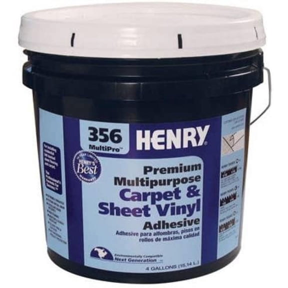 Henry 12075 Premium Multi Purpose Carpet & Sheet Vinyl Adhesive, 4 Gallon