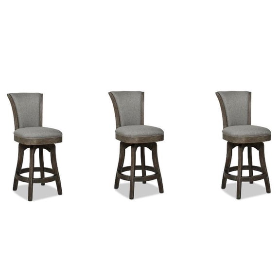 Henry 27" Armless Counter Height 3 Piece Bar Stool Set Dark Heathered Grey