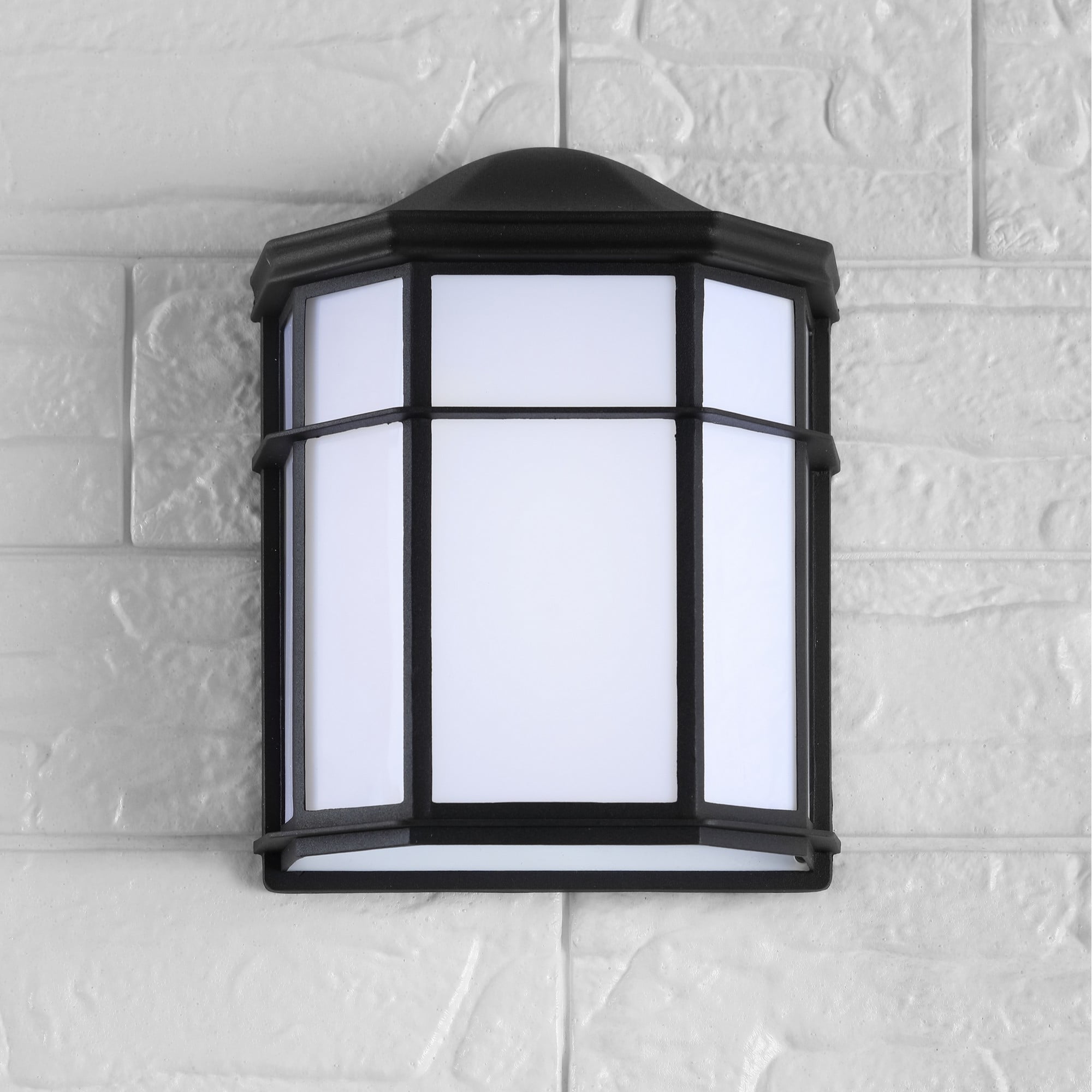 JONATHAN Y Henry 7.75" Outdoor Frosted Acrylic/Metal Integrated LED Wall Sconce, Black/White