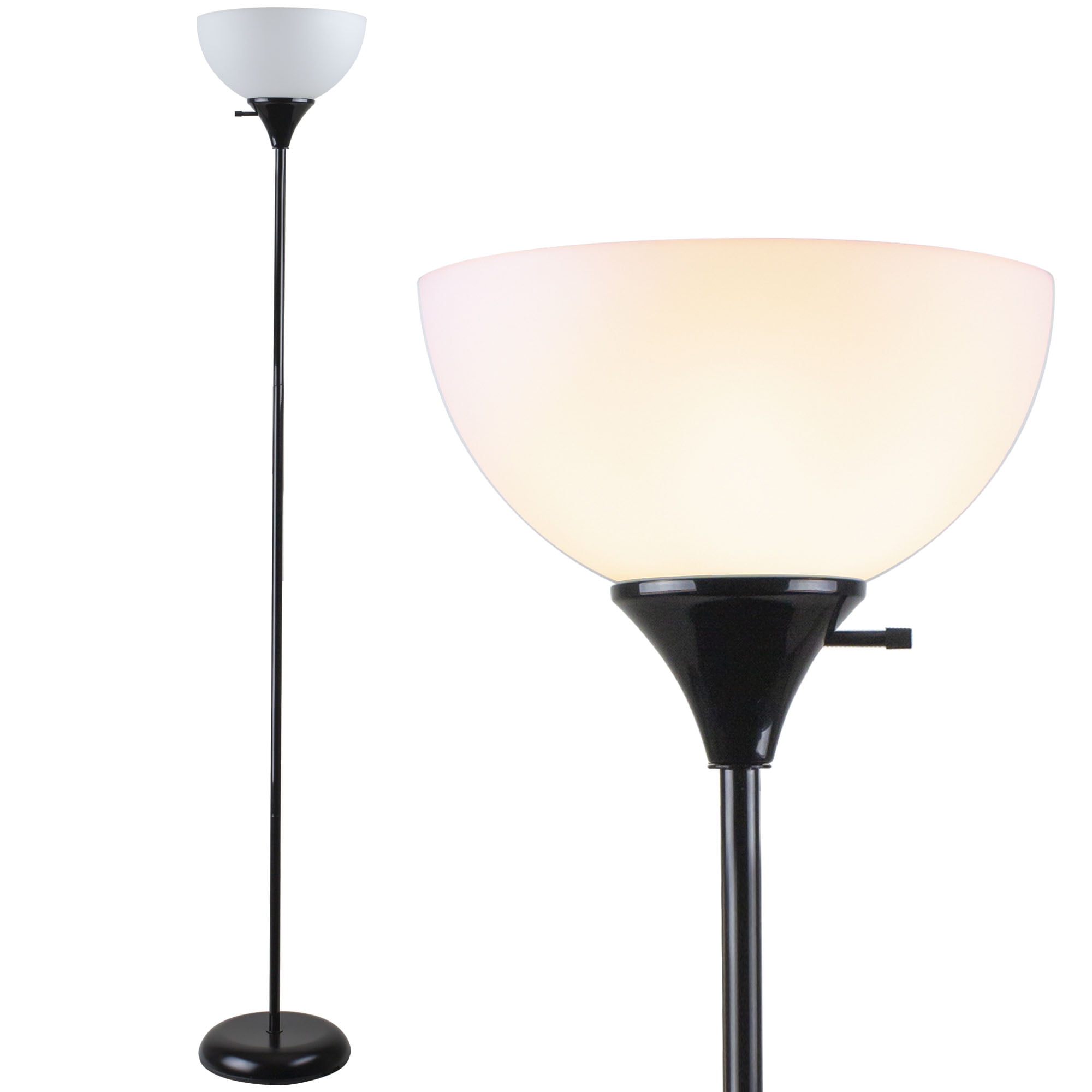Charles 71" Black Torchiere Plastic Floor Lamp with LED Bulb