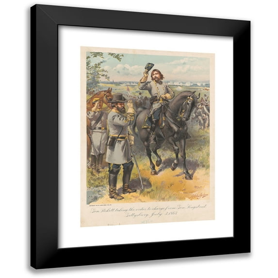 Henry Alexander Ogden 11x14 Black Modern Framed Museum Art Print Titled - Gen. Pickett Taking the Order to Charge from Gen. Longstreet, Gettysburg, July 3, 1864 (1900)