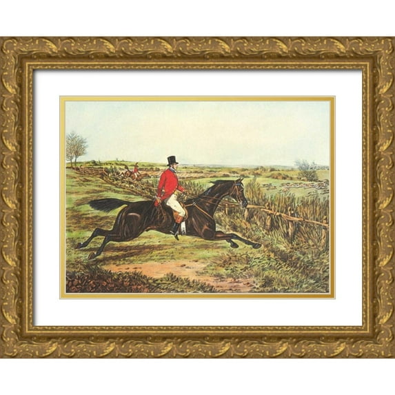 Henry, Alken 32x24 Gold Ornate Wood Framed with Double Matting Museum Art Print Titled - The English Hunt III