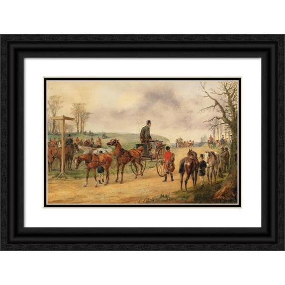 Henry Alken jun. 14x11 Black Ornate Wood Framed Double Matted Museum Art Print Titled: The Meet