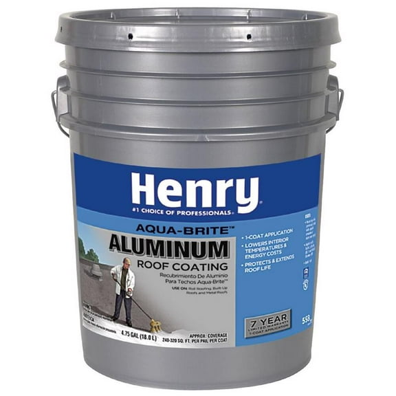 Henry Aqua-Brite Smooth Bright White Fibered Aluminum Waterbased Aluminum Roof Coating 4.75 gal