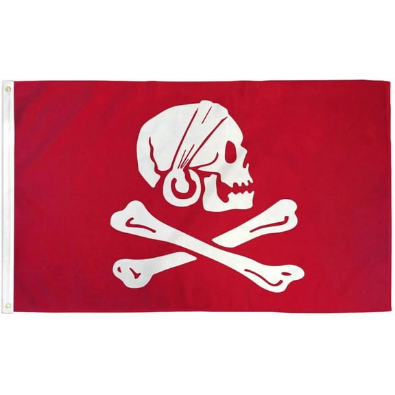 Henry Avery Red Pirate Flag Jolly Roger Skull Crossbones Banner Ship 3X5 Foot