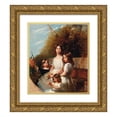 thumbnail image 1 of Henry Barraud 12x14 Gold Ornate Wood Frame and Double Matted Museum Art Print Titled - Group Portrait of Four Children in a Landscape, 1 of 4