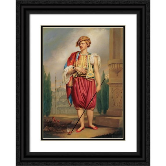 Henry Bone 14x18 Black Ornate Wood Framed Double Matted Museum Art Print Titled - A Portrait of Thomas Hope in Turkish Costume