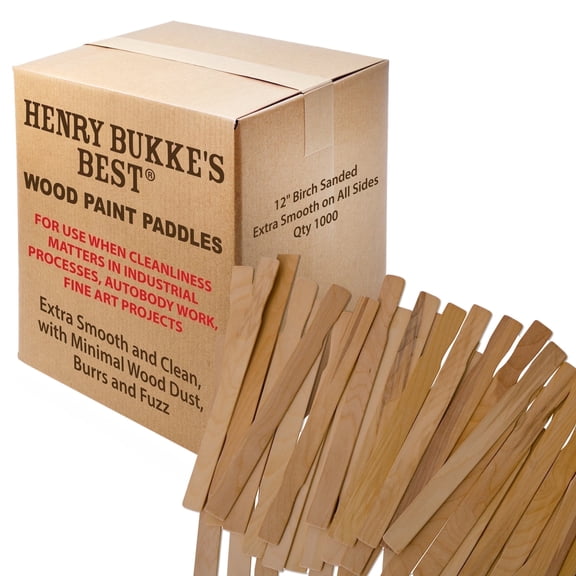 Henry Bukke’s Best Birch Paint Stir Sticks, 12 in., 1000 Ct. Bulk Box, Made in USA