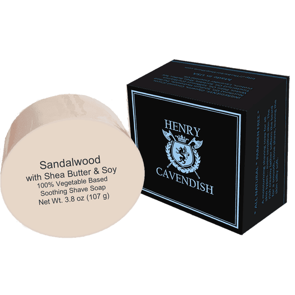 Henry Cavendish Sandlewood Shaving Soap with Shea Butter & Coconut Oil. 4 oz Puck Refill. Mens Shave Soap. All Natural. Rich Lather, Smooth Comfortable Shave. For Ladies and Gentlemen.